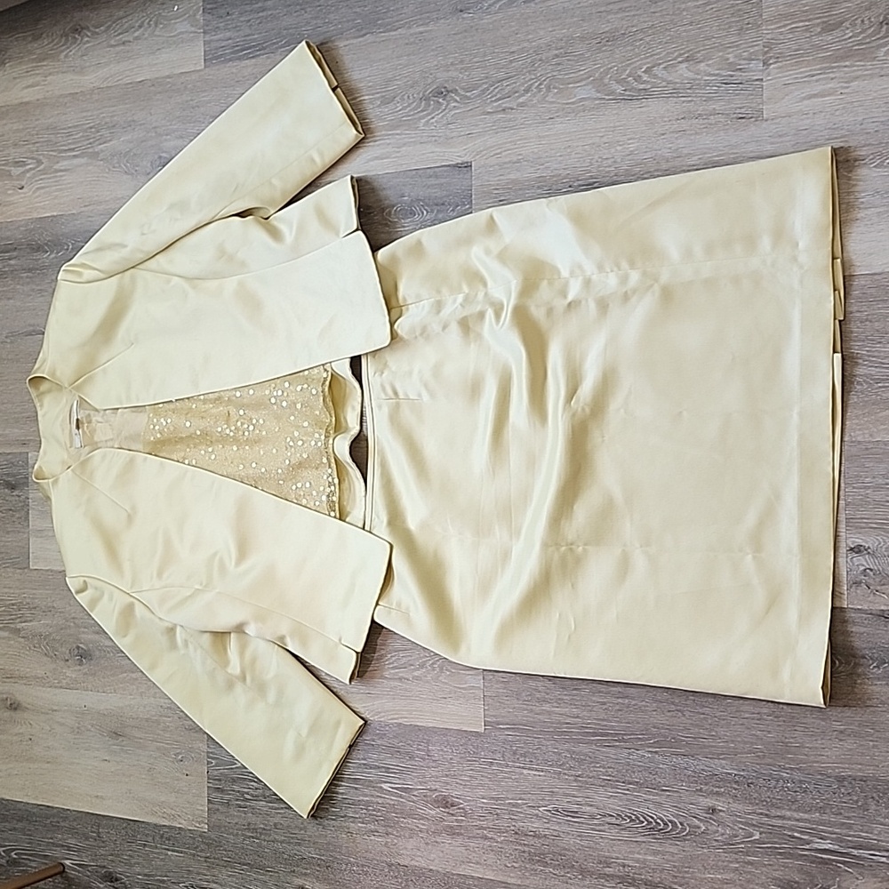 Tahari Cream 3-Piece Skirt Set with Sequin Shell